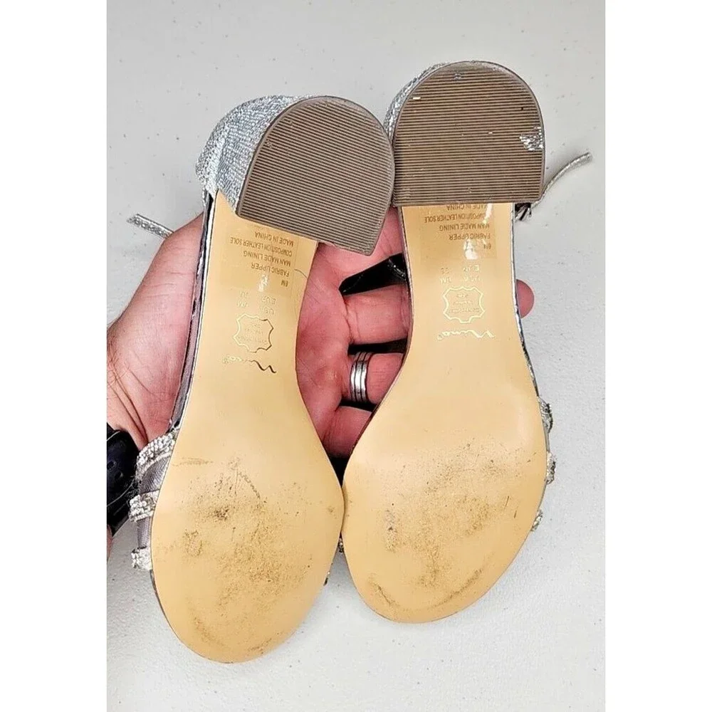 NINA Nagida Block Heel Women's Shoes Soft Platino Size 6M